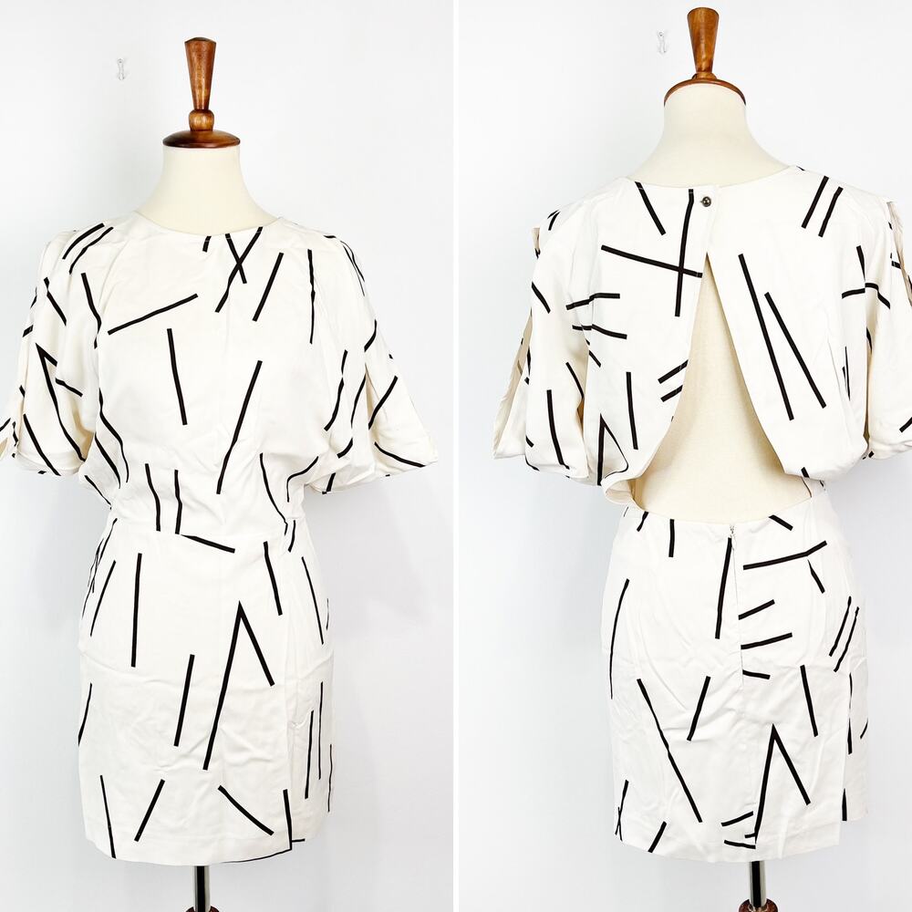 Dolce Vita black and white silk geometric dress open back cut out Size Small